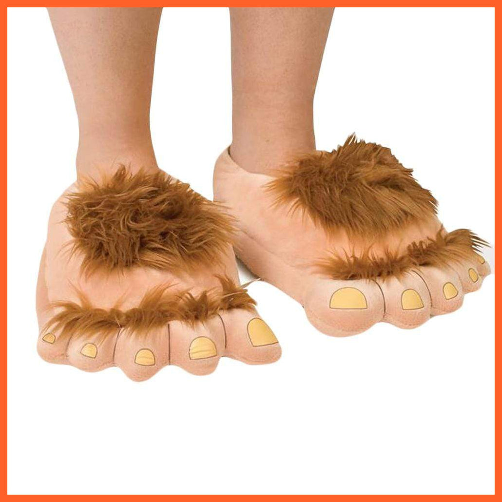 Trendy Funny Retro Savage Monster Plush Slippers | whatagift.com.au.