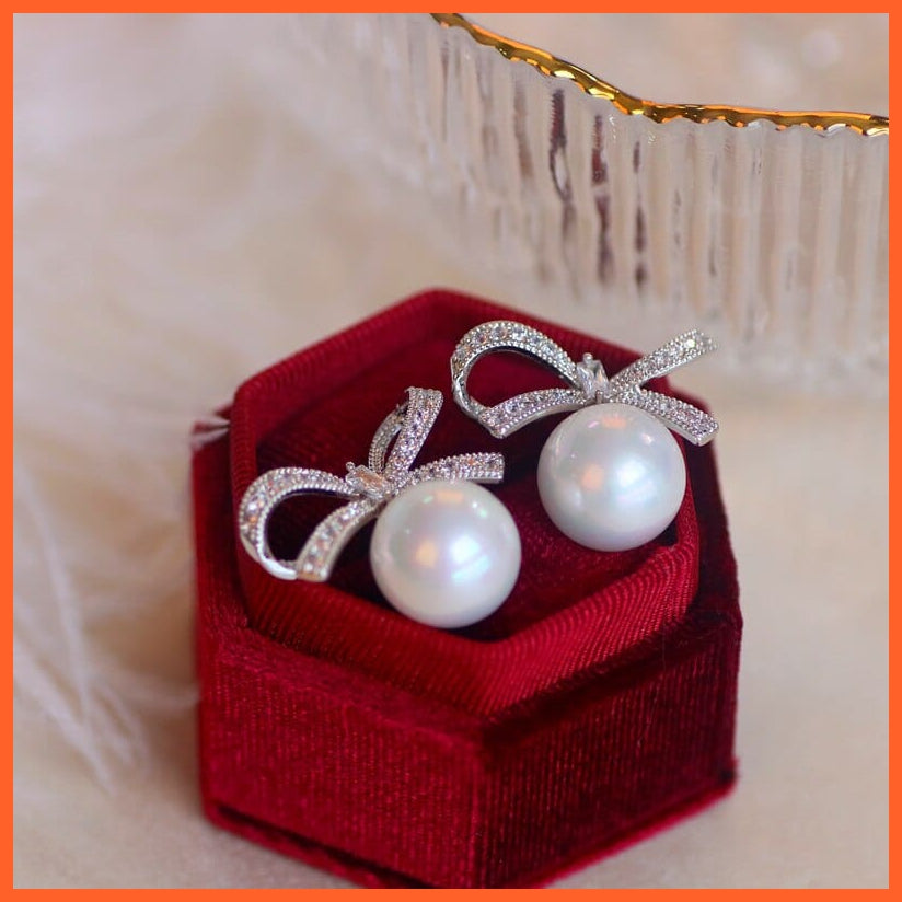 whatagift.com.au Classic Bowknot Stud Pearl Earrings for Women