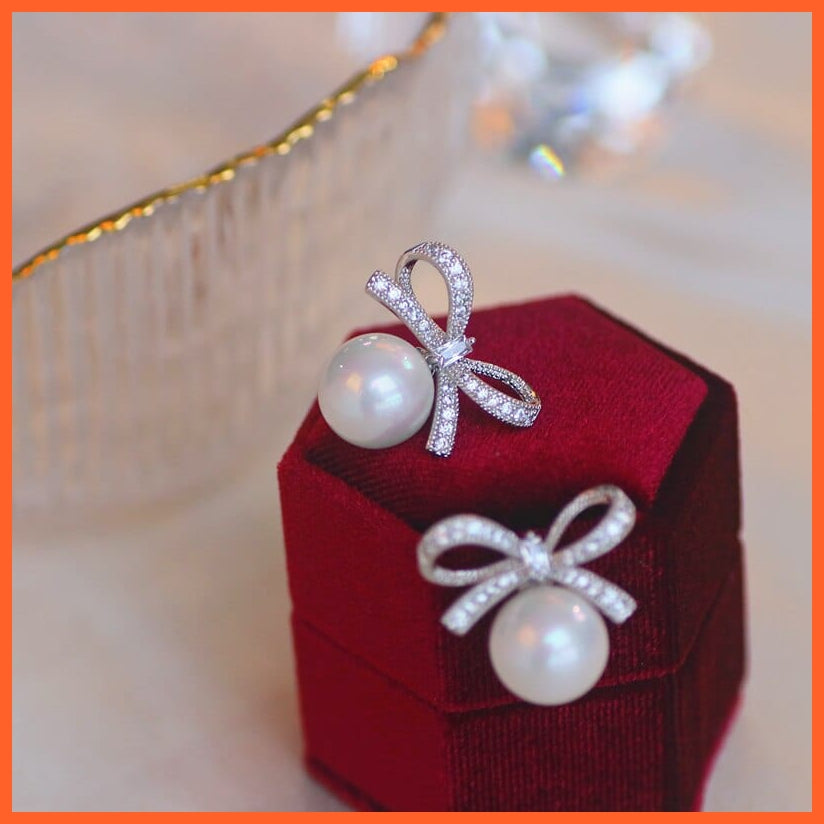 whatagift.com.au Classic Bowknot Stud Pearl Earrings for Women