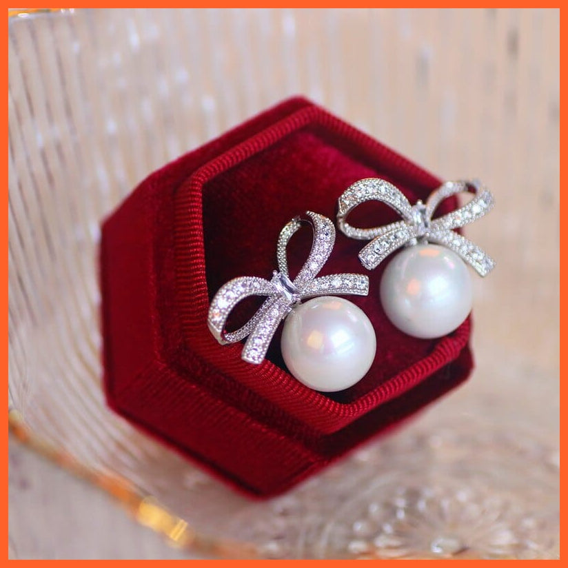 whatagift.com.au Classic Bowknot Stud Pearl Earrings for Women