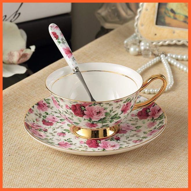 200Ml Europe Noble Bone China Coffee Cup Saucer Spoon Set | Ceramic Mug Top-Grade Porcelain Tea Cup | whatagift.com.au.