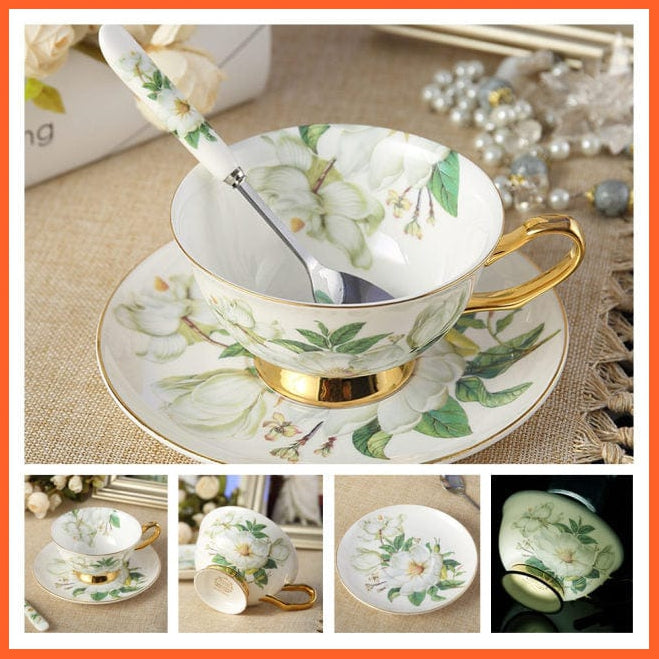 200Ml Europe Noble Bone China Coffee Cup Saucer Spoon Set | Ceramic Mug Top-Grade Porcelain Tea Cup | whatagift.com.au.