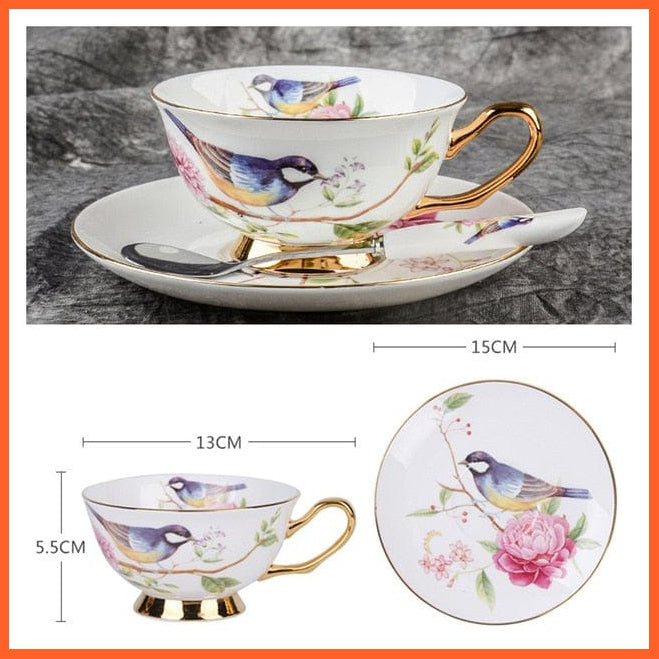 200Ml Europe Noble Bone China Coffee Cup Saucer Spoon Set | Ceramic Mug Top-Grade Porcelain Tea Cup | whatagift.com.au.