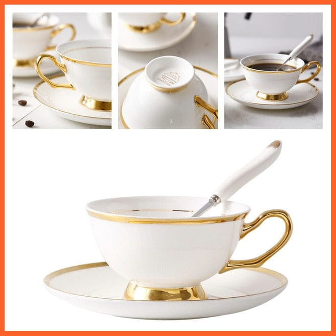 200Ml Europe Noble Bone China Coffee Cup Saucer Spoon Set | Ceramic Mug Top-Grade Porcelain Tea Cup | whatagift.com.au.