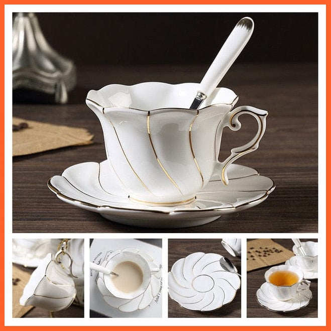 200Ml Europe Noble Bone China Coffee Cup Saucer Spoon Set | Ceramic Mug Top-Grade Porcelain Tea Cup | whatagift.com.au.