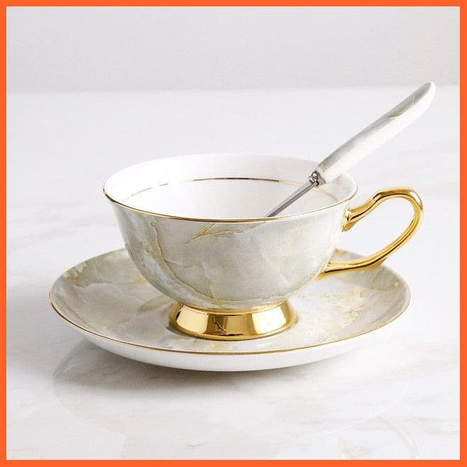 200Ml Europe Noble Bone China Coffee Cup Saucer Spoon Set | Ceramic Mug Top-Grade Porcelain Tea Cup | whatagift.com.au.