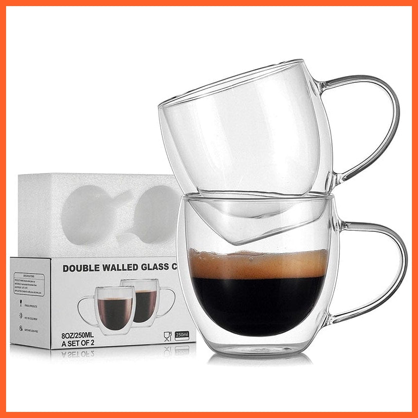 Heat-Resistant Double Wall Glass Coffee /Tea Cup Set | whatagift.com.au.