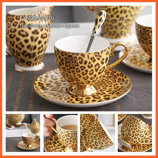 200Ml Europe Noble Bone China Coffee Cup Saucer Spoon Set | Ceramic Mug Top-Grade Porcelain Tea Cup | whatagift.com.au.