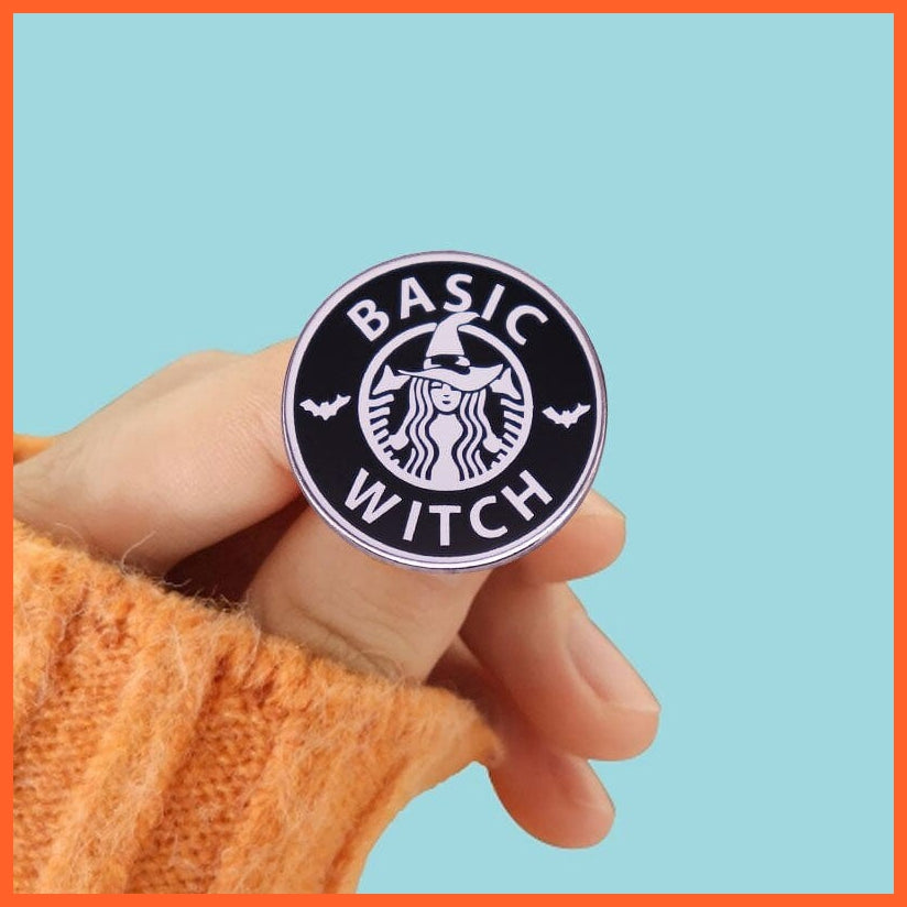 whatagift.com.au coffee Magic School Retro Cartoon Pin | Starbucks Wizard Badge Brooch For Women
