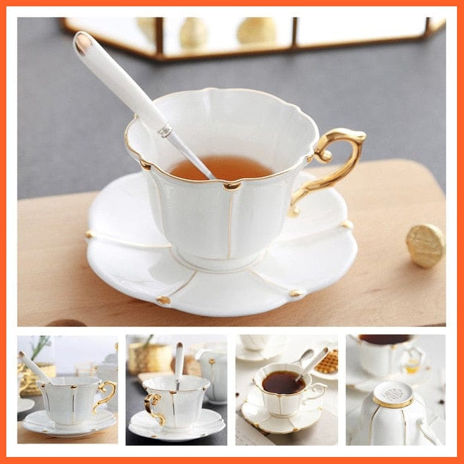 200Ml Europe Noble Bone China Coffee Cup Saucer Spoon Set | Ceramic Mug Top-Grade Porcelain Tea Cup | whatagift.com.au.