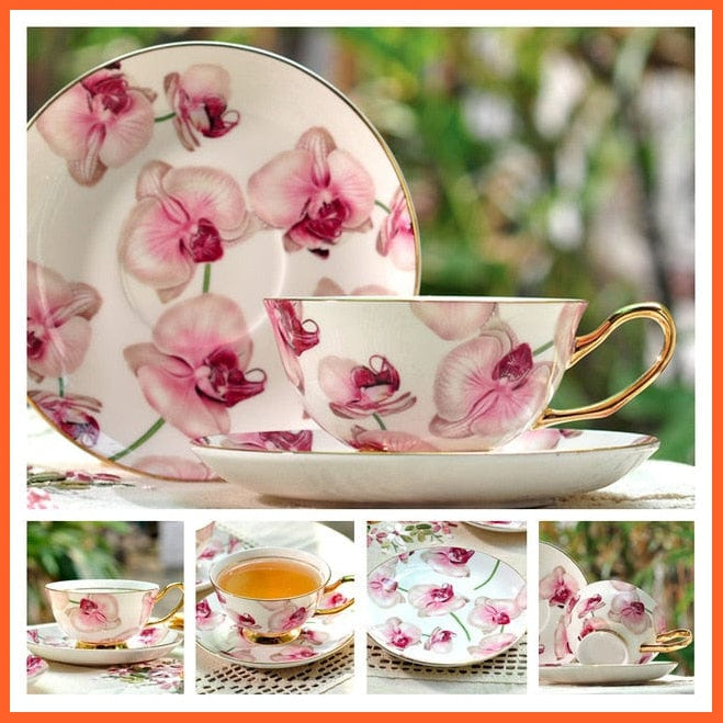 200Ml Europe Noble Bone China Coffee Cup Saucer Spoon Set | Ceramic Mug Top-Grade Porcelain Tea Cup | whatagift.com.au.