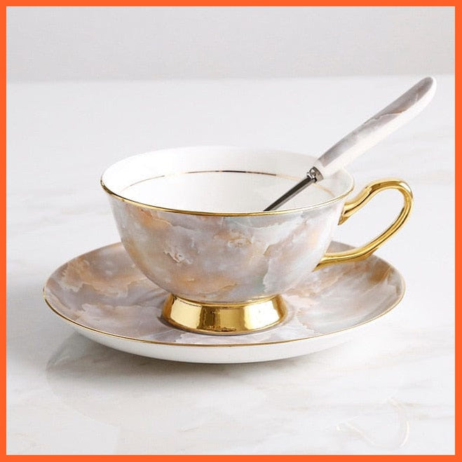 200Ml Europe Noble Bone China Coffee Cup Saucer Spoon Set | Ceramic Mug Top-Grade Porcelain Tea Cup | whatagift.com.au.