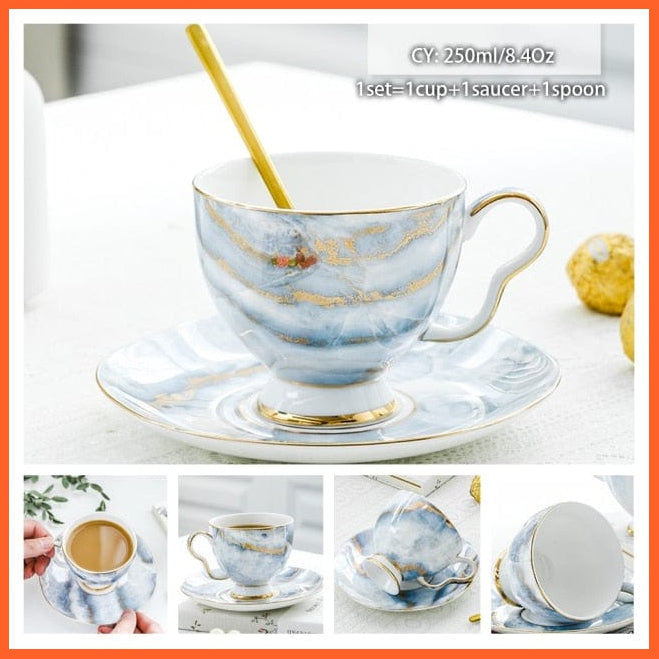 200Ml Europe Noble Bone China Coffee Cup Saucer Spoon Set | Ceramic Mug Top-Grade Porcelain Tea Cup | whatagift.com.au.