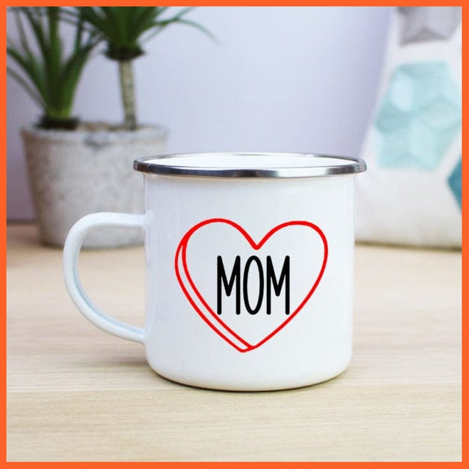 360Ml Mom Dad Creative Print Enamel Coffee Mugs | whatagift.com.au.