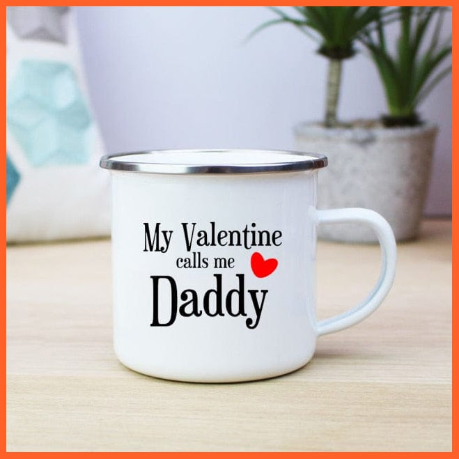 360Ml Mom Dad Creative Print Enamel Coffee Mugs | whatagift.com.au.