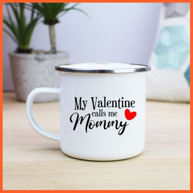 360Ml Mom Dad Creative Print Enamel Coffee Mugs | whatagift.com.au.