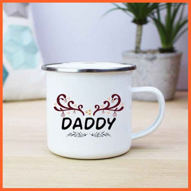 360Ml Mom Dad Creative Print Enamel Coffee Mugs | whatagift.com.au.