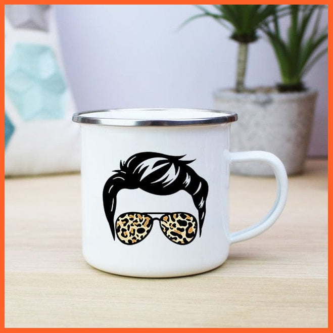 360Ml Mom Dad Creative Print Enamel Coffee Mugs | whatagift.com.au.
