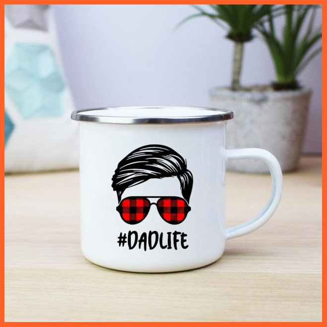 360Ml Mom Dad Creative Print Enamel Coffee Mugs | whatagift.com.au.