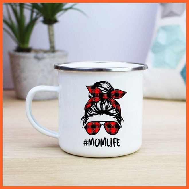 360Ml Mom Dad Creative Print Enamel Coffee Mugs | whatagift.com.au.