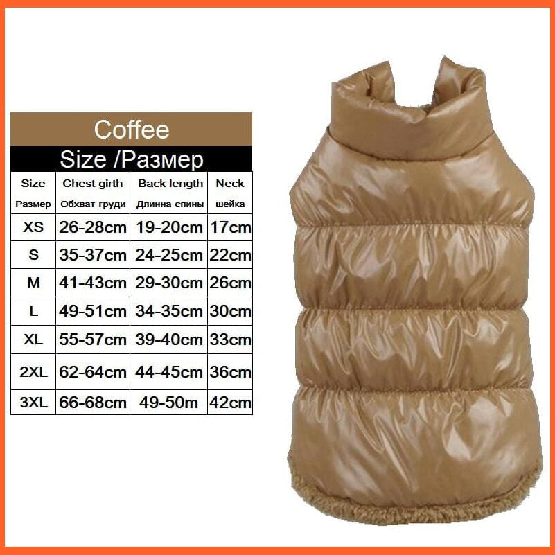 whatagift.com.au Coffee / XS Warm Shiny Winter Fleece Inside Windproof Pet Jackets for Medium Large Dogs