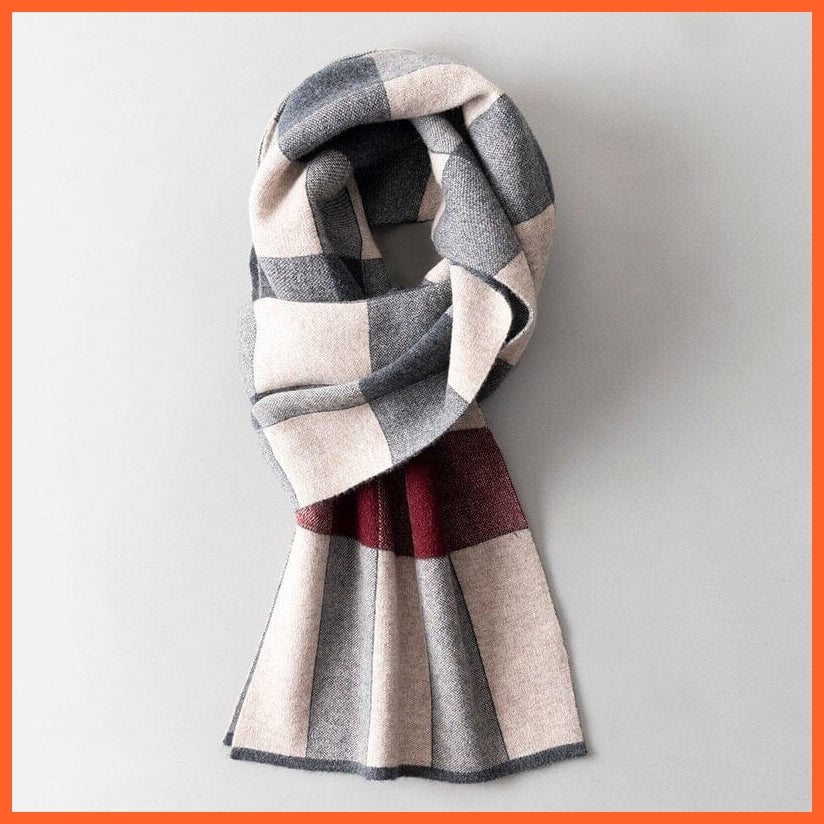 whatagift.com.au Color2 / 180x30cm Men Pure Wool Cashmere Scarf for Winter
