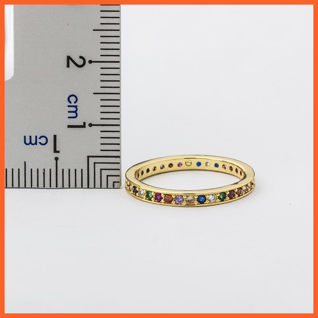 Women'S Colorful Eternity Band Ring Thin Skinny Birthstone Rainbow Color Ring | whatagift.com.au.