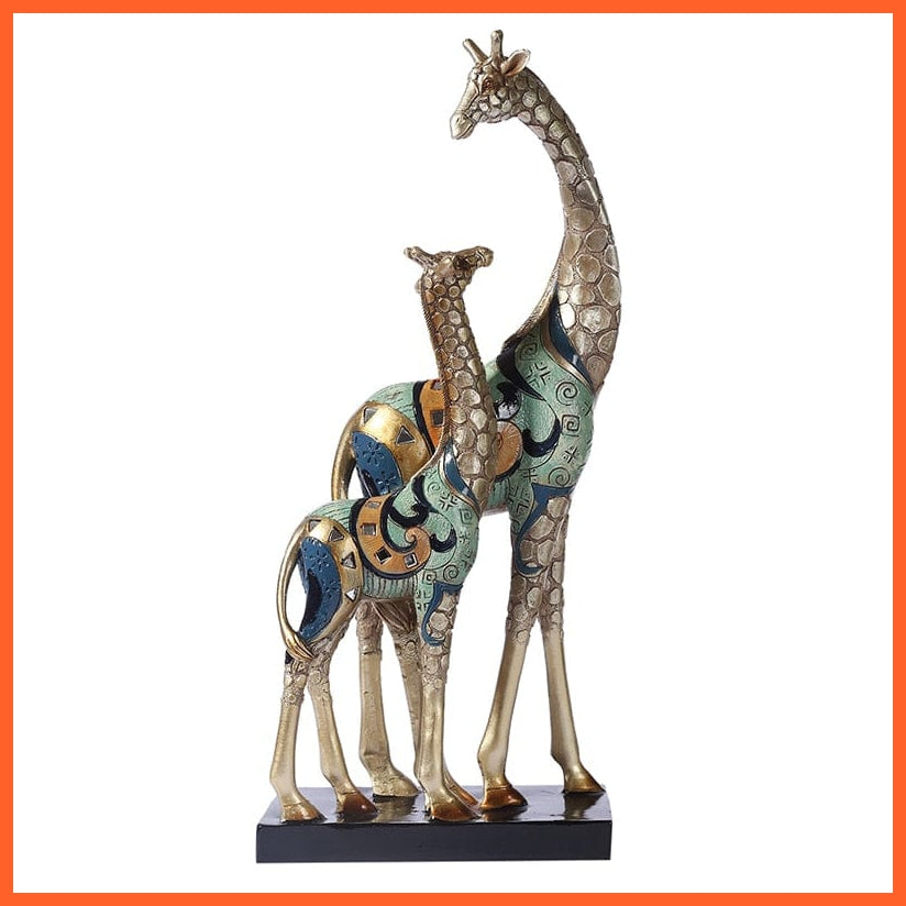 whatagift.com.au Colorful Pattern Mom Giraffe Baby Giraffe Figurine  For Home Decore