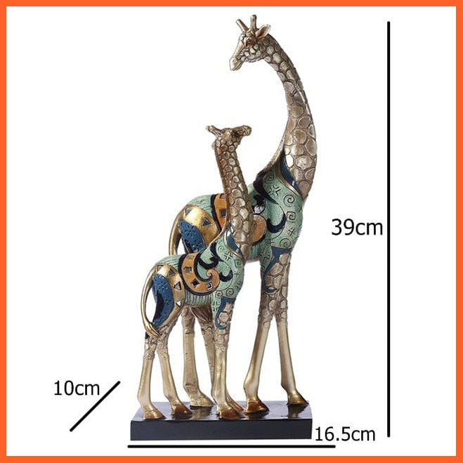 whatagift.com.au Colorful Pattern Mom Giraffe Baby Giraffe Figurine  For Home Decore