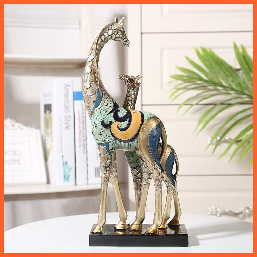 whatagift.com.au Colorful Pattern Mom Giraffe Baby Giraffe Figurine  For Home Decore