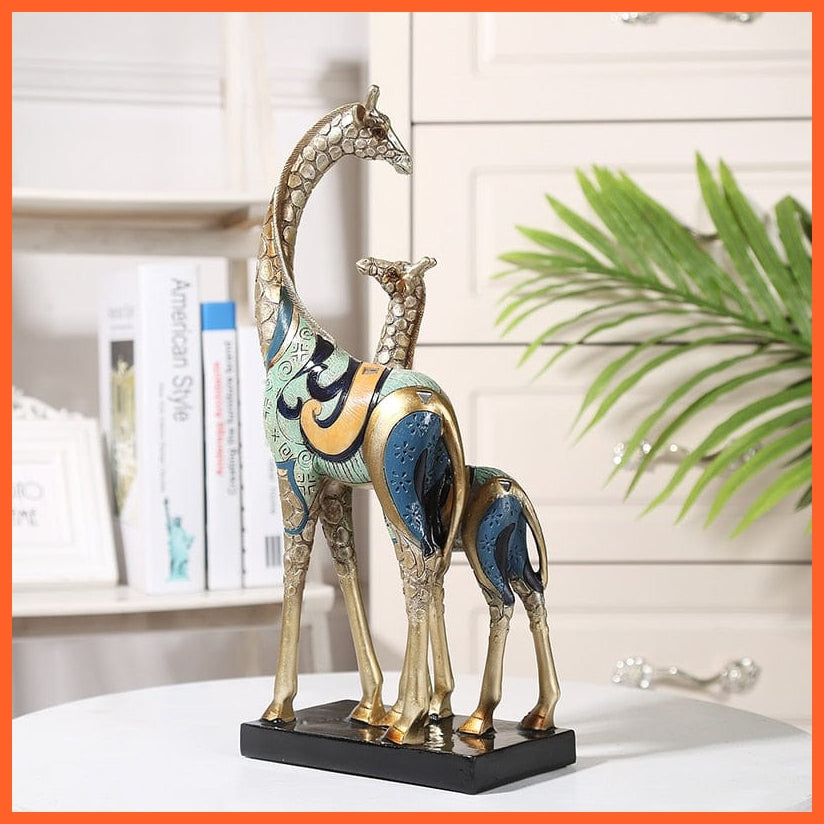 whatagift.com.au Colorful Pattern Mom Giraffe Baby Giraffe Figurine  For Home Decore