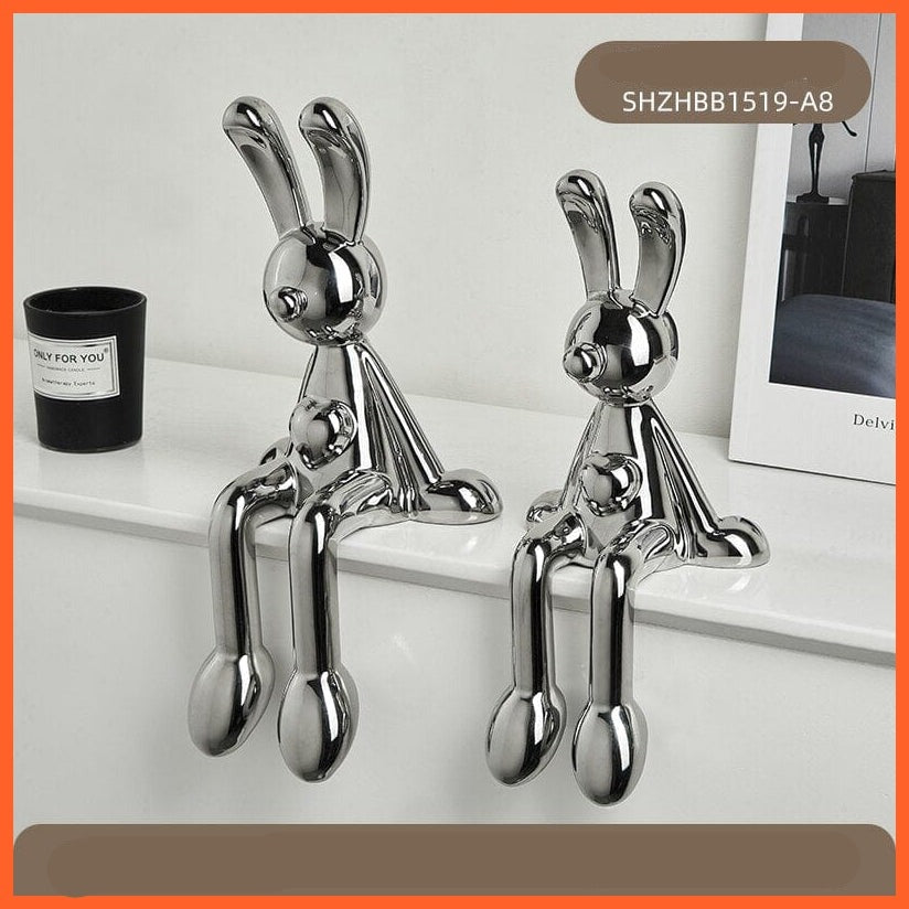 whatagift.com.au Combination Modern Home Decor Creative Electroplating Rabbit Ceramic Figurines | Miniatures Living Room Decoration Accessories