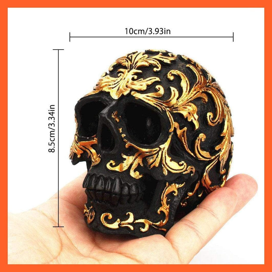 whatagift.com.au Copy of Black Skull Head Golden Carving Skull