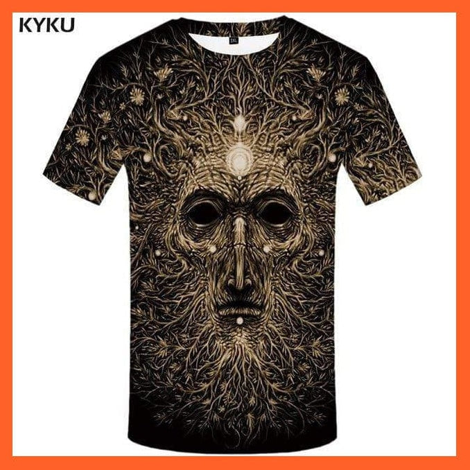 whatagift.com.au Copy of Men Black And White Skull T-Shirt - Gothic 3D Print T Shirt