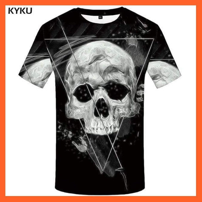 whatagift.com.au Copy of Men Black And White Skull T-Shirt - Gothic 3D Print T Shirt