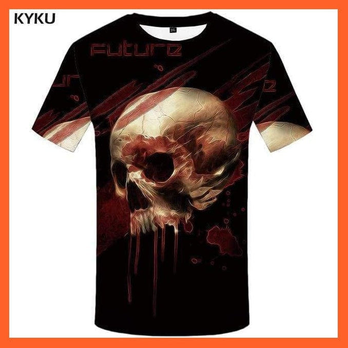 whatagift.com.au Copy of Men Black And White Skull T-Shirt - Gothic 3D Print T Shirt