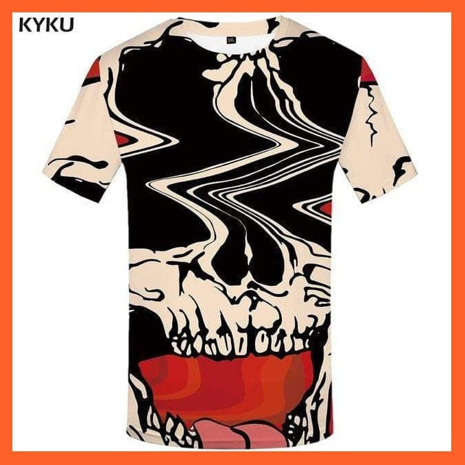 whatagift.com.au Copy of Men Black And White Skull T-Shirt - Gothic 3D Print T Shirt