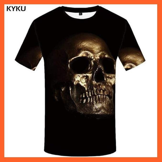 whatagift.com.au Copy of Men Black And White Skull T-Shirt - Gothic 3D Print T Shirt