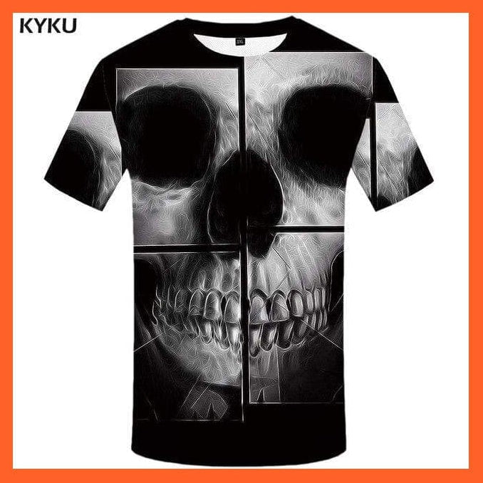 whatagift.com.au Copy of Men Black And White Skull T-Shirt - Gothic 3D Print T Shirt
