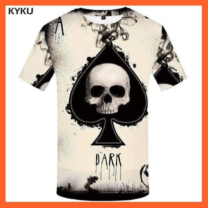 whatagift.com.au Copy of Men Black And White Skull T-Shirt - Gothic 3D Print T Shirt