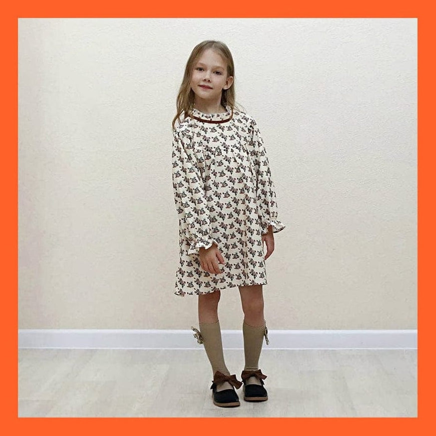 whatagift Copy of Spring Autumn Long Sleeve Floral Dress For Girls