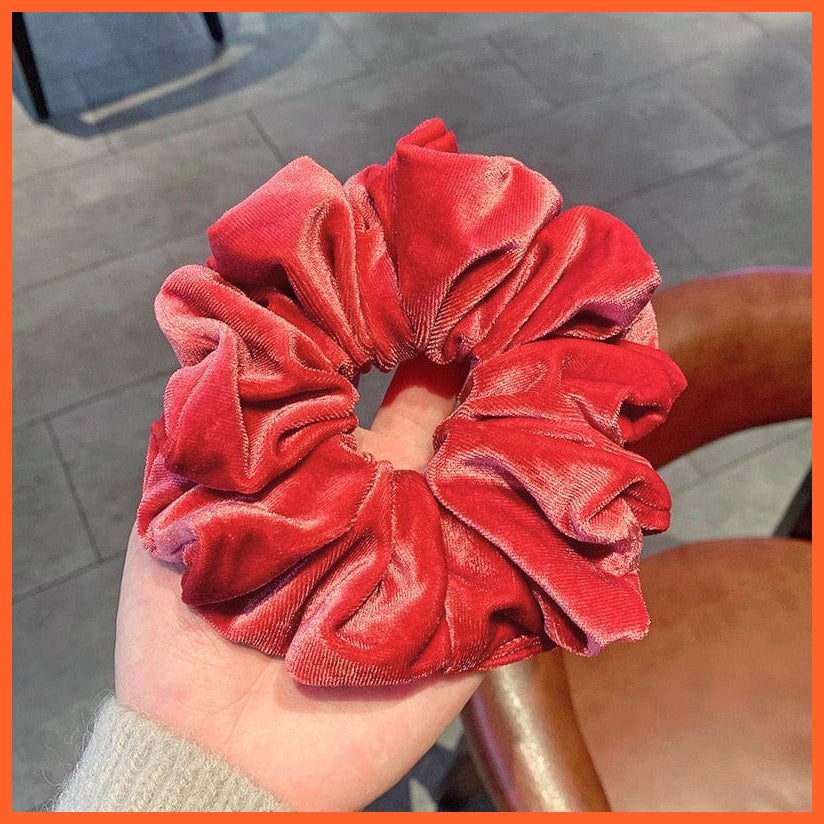 whatagift.com.au Coral Red Oversized Velvet Hair Scrunchies for Women | Hair tie Accessories