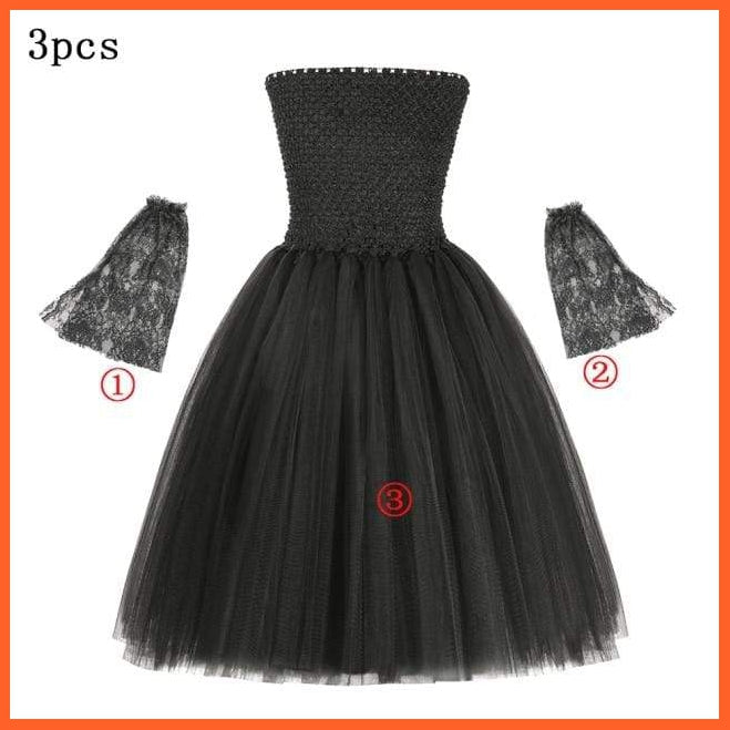 Maleficent Costume Dress Witch Princess Horns Mesh Skirts For Girls | Halloween Maleficent Cosplay Outfits | whatagift.com.au.