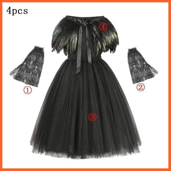 Maleficent Costume Dress Witch Princess Horns Mesh Skirts For Girls | Halloween Maleficent Cosplay Outfits | whatagift.com.au.