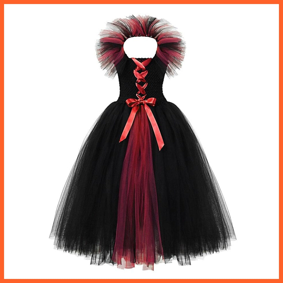 Gothic Evil Witch Princess Mesh Skirts With Horns | Maleficent Costume For Girls Halloween Witch Cosplay Outfits | whatagift.com.au.