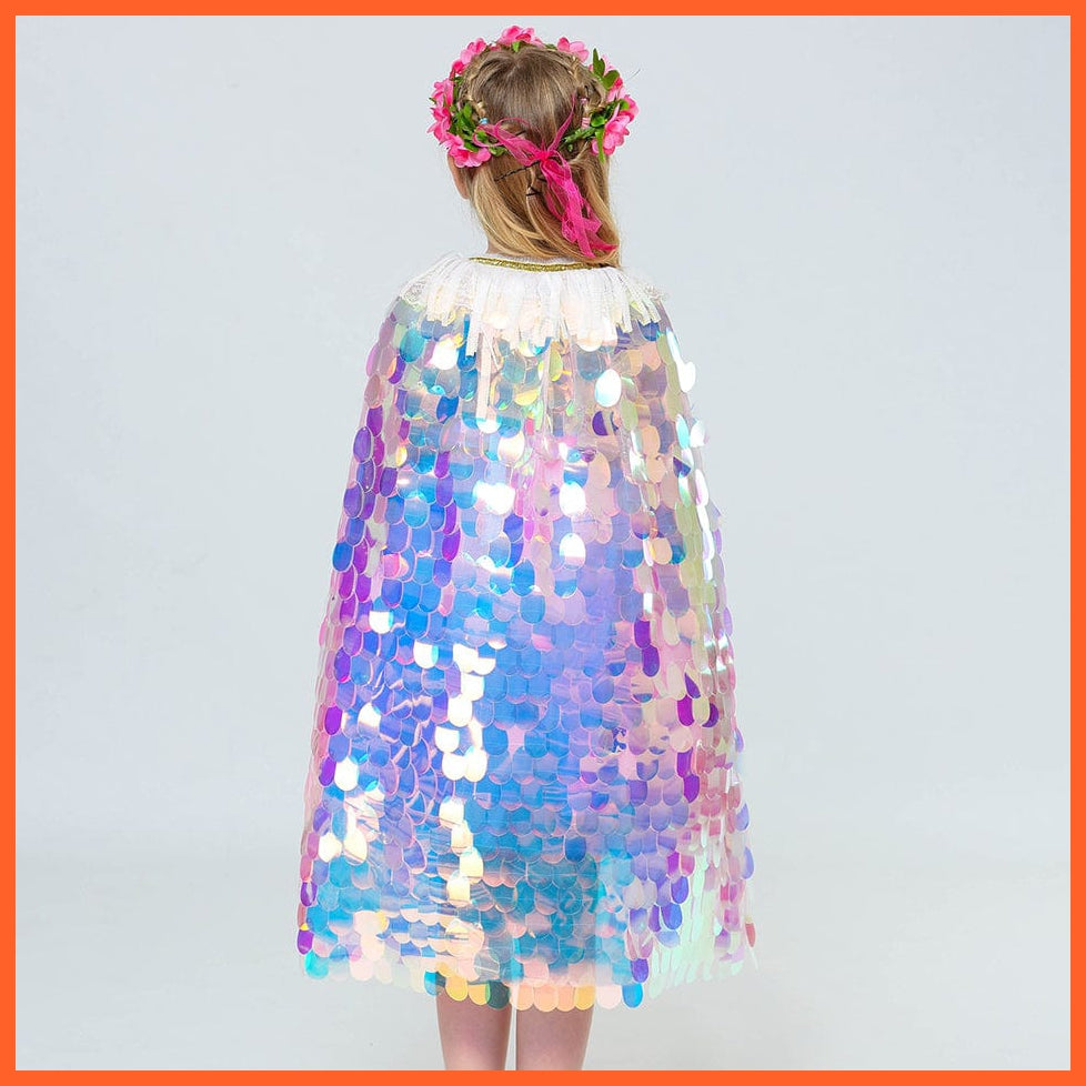 whatagift.com.au Costume Girls Little Mermaid Cloak Children Colorful Sequined Capes Princess Costume