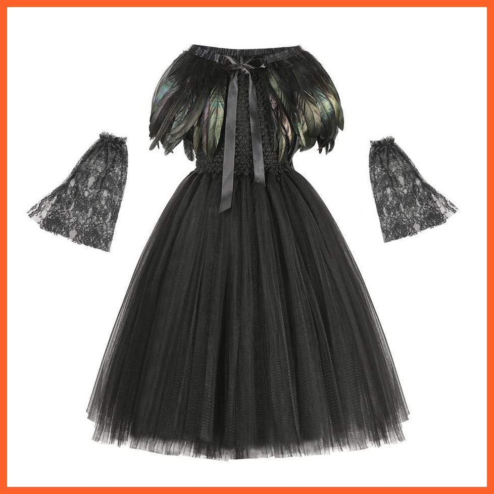 Maleficent Costume Dress Witch Princess Horns Mesh Skirts For Girls | Halloween Maleficent Cosplay Outfits | whatagift.com.au.