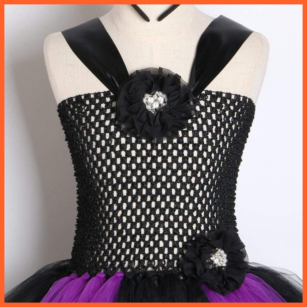Maleficent Costume Dress Witch Princess Horns Mesh Skirts For Girls | Halloween Maleficent Cosplay Outfits | whatagift.com.au.