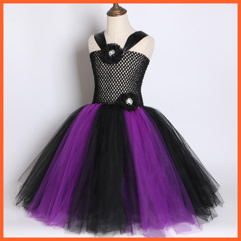 Maleficent Costume Dress Witch Princess Horns Mesh Skirts For Girls | Halloween Maleficent Cosplay Outfits | whatagift.com.au.