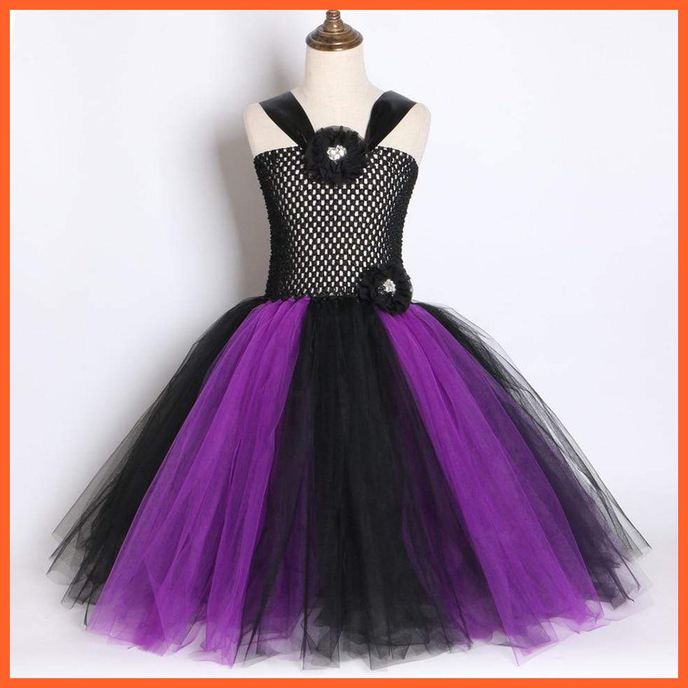 Maleficent Costume Dress Witch Princess Horns Mesh Skirts For Girls | Halloween Maleficent Cosplay Outfits | whatagift.com.au.
